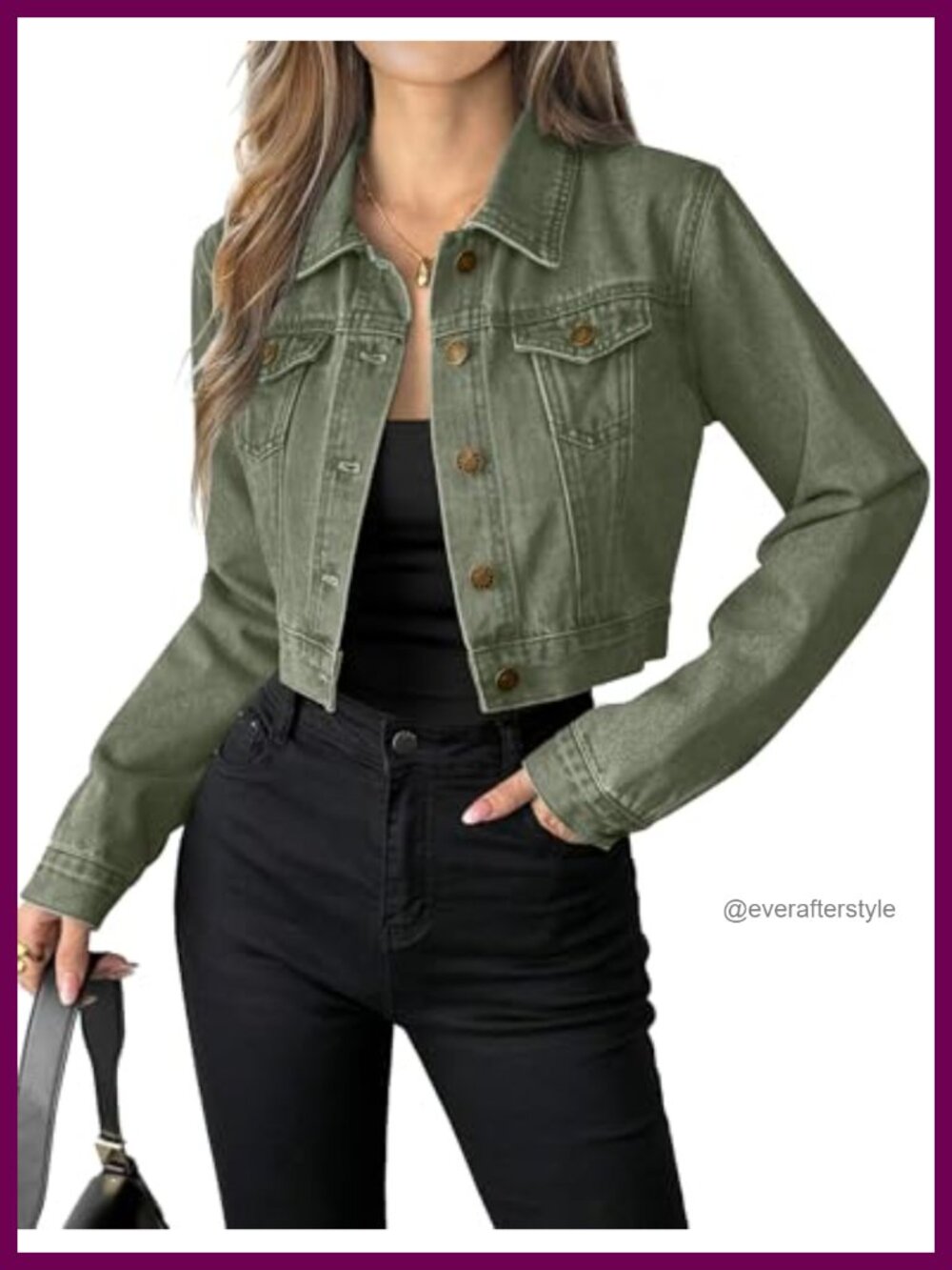 Womens 100% Cotton Cropped Denim Jean Jacket Button Down